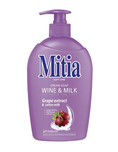Mitia 500ml tek.mýdlo Wine&Milk | Toaletní mycí prostředky - Tekutá mýdla - S dávkovačem